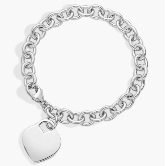 8" Heart-Tag Bracelet in Sterling Silver - Picture 1 of 5
